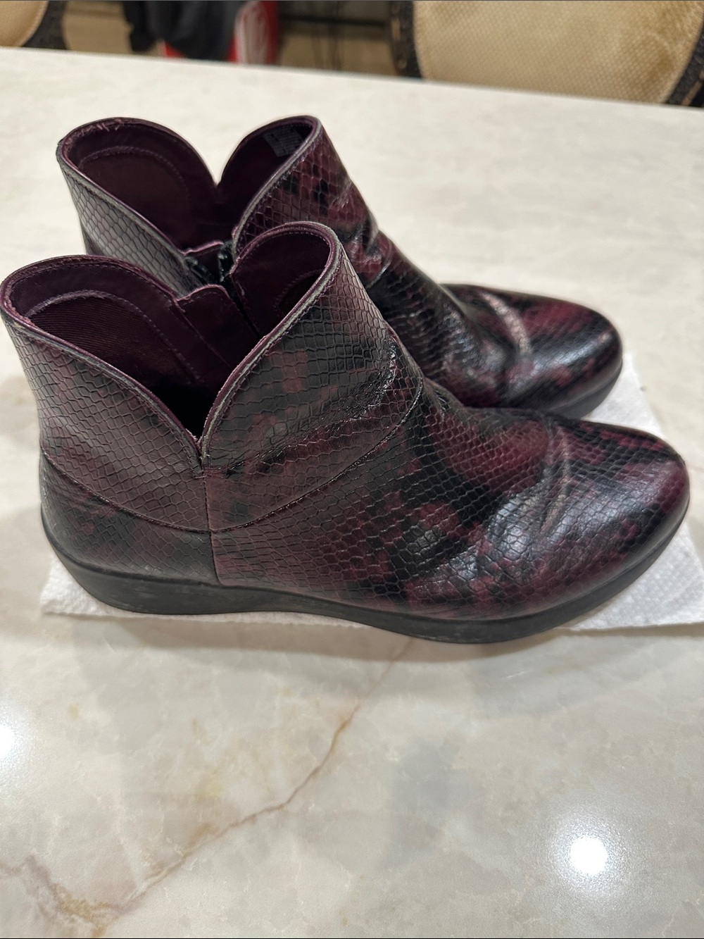 Fitflop Burgundy Snake-Embossed Ankle Booties